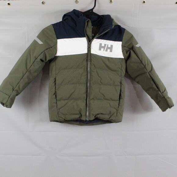 Helly Hansen Jacket Kids 4 Vertical Insulated Jacket Green Ski Snow Vacation - Picture 1 of 12
